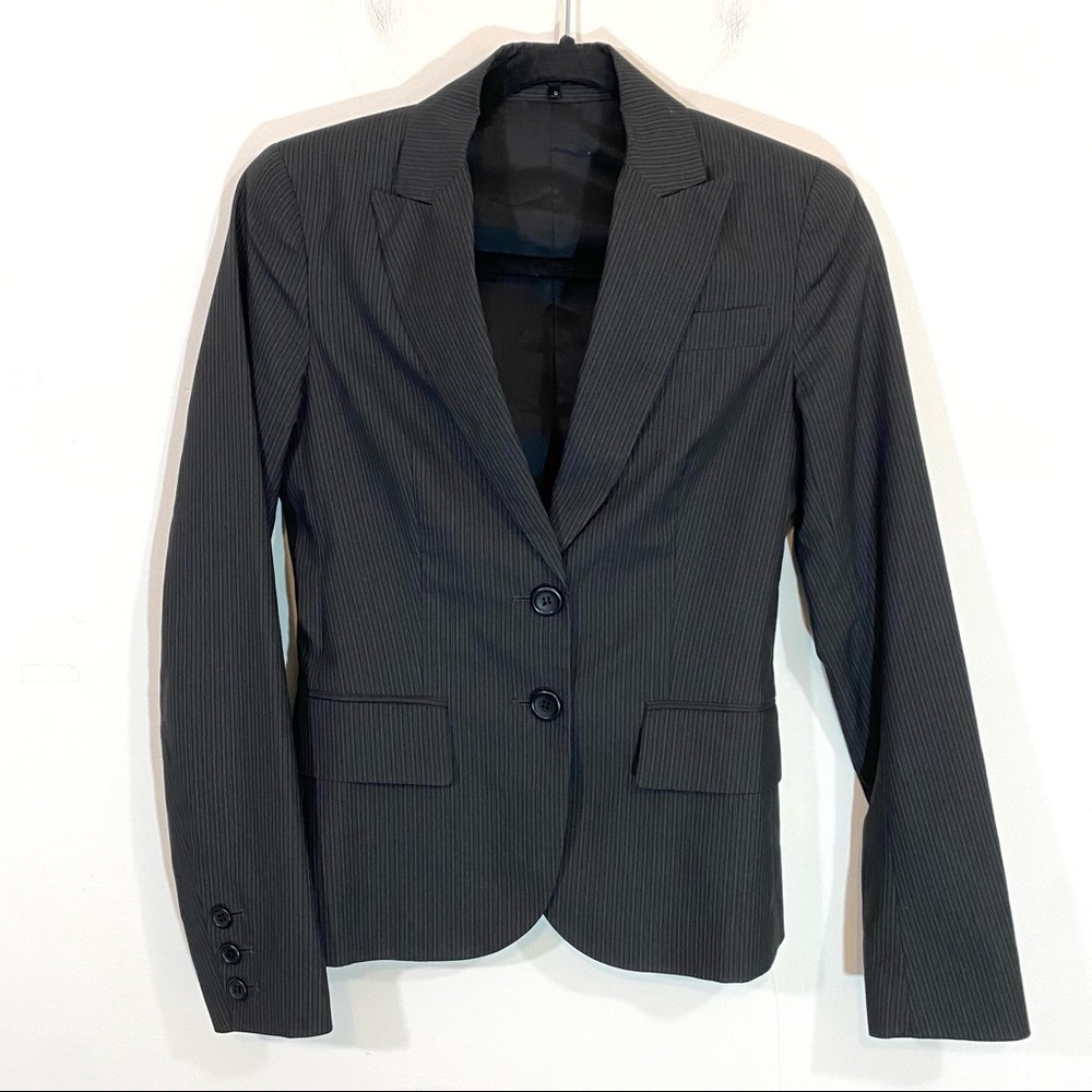 Theory Pinstripe Black Pinstripe Blazer 0